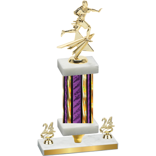 Premium Single Purple Glacier Year Flag Football Trophy