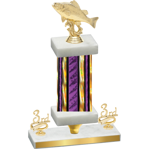 Premium Single Purple Glacier Third Place Fishing Trophy