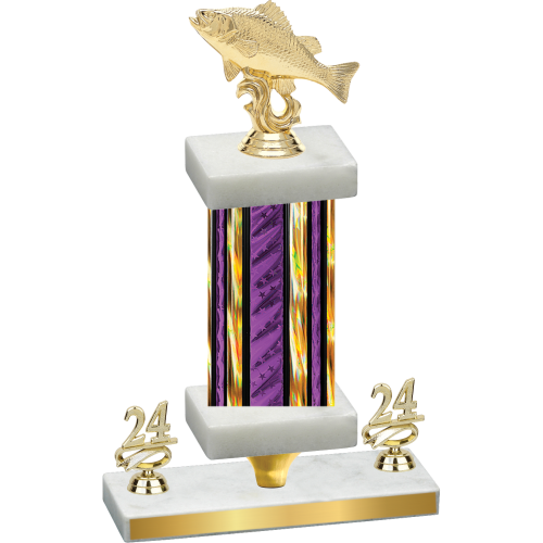 Premium Single Purple Glacier Year Fishing Trophy