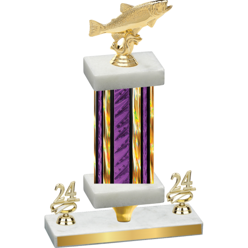 Premium Single Purple Glacier Year Fishing Trophy