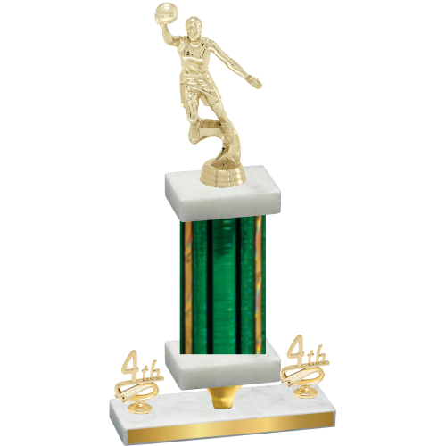 Premium Single Green Glacier Fourth Place Basketball Trophy