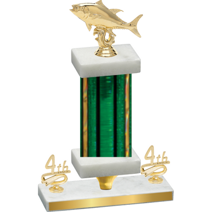 Premium Single Green Glacier Fourth Place Fishing Trophy