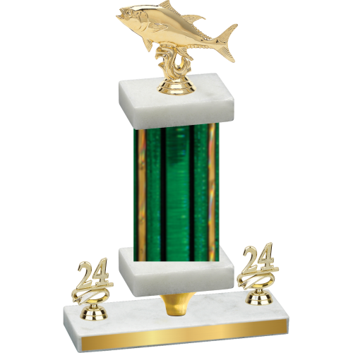 Premium Single Green Glacier Year Fishing Trophy