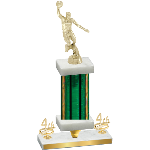 Premium Single Green Glacier Fourth Place Basketball Trophy