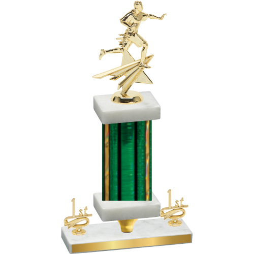 Premium Single Green Glacier First Place Flag Football Trophy