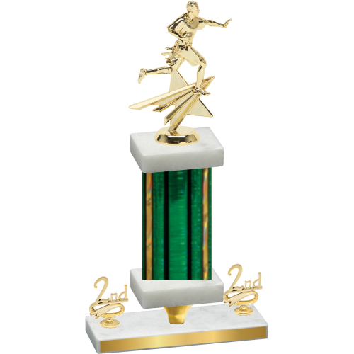 Premium Single Green Glacier Second Place Flag Football Trophy