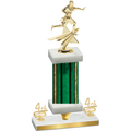 Premium Single Green Glacier Fourth Place Flag Football Trophy