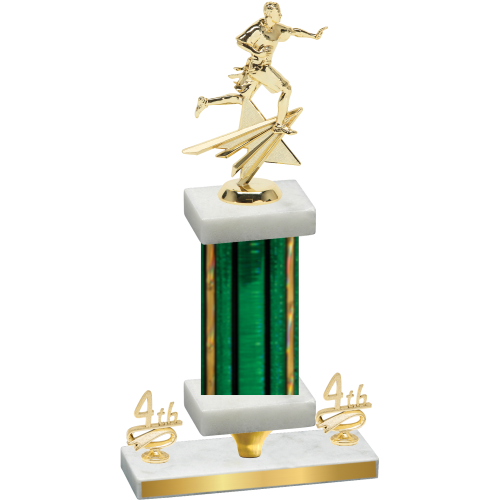 Premium Single Green Glacier Fourth Place Flag Football Trophy