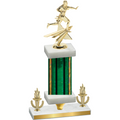 Premium Single Green Glacier Victory Flag Football Trophy