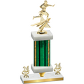 Premium Single Green Glacier Year Flag Football Trophy