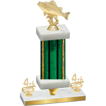 Premium Single Green Glacier Fourth Place Fishing Trophy