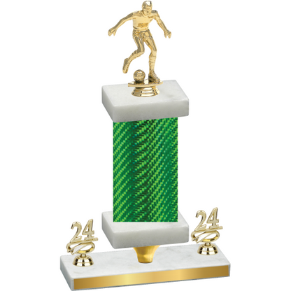 Premium Single Green Carbon Fiber Year Soccer Trophy