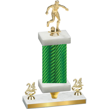 Premium Single Green Carbon Fiber Year Soccer Trophy