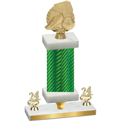 Premium Single Green Carbon Fiber Year Soccer Trophy