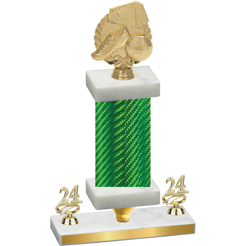 Premium Single Green Carbon Fiber Year Soccer Trophy