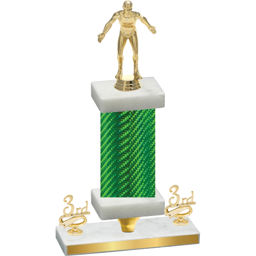 Premium Single Green Carbon Fiber Third Place Wrestling Trophy