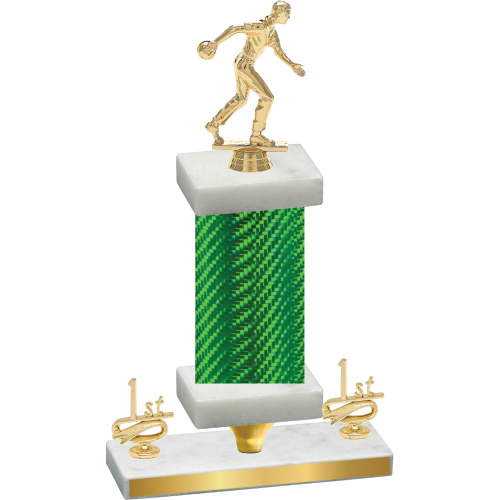 Premium Single Green Carbon Fiber First Place Bowling Trophy