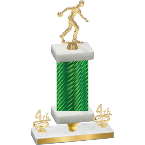 Premium Single Green Carbon Fiber Fourth Place Bowling Trophy