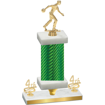 Premium Single Green Carbon Fiber Fourth Place Bowling Trophy