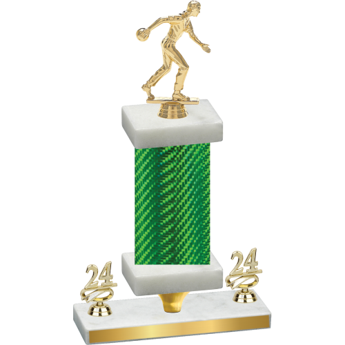 Premium Single Green Carbon Fiber Year Bowling Trophy