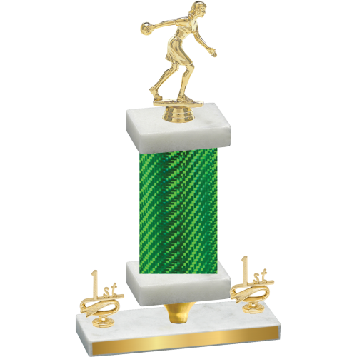 Premium Single Green Carbon Fiber First Place Bowling Trophy