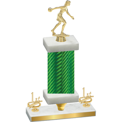 Premium Single Green Carbon Fiber First Place Bowling Trophy