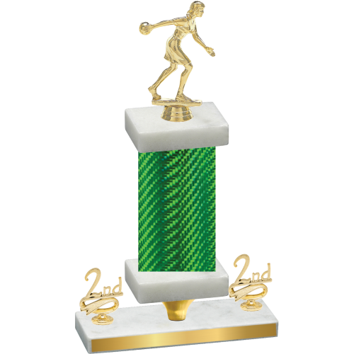 Premium Single Green Carbon Fiber Second Place Bowling Trophy