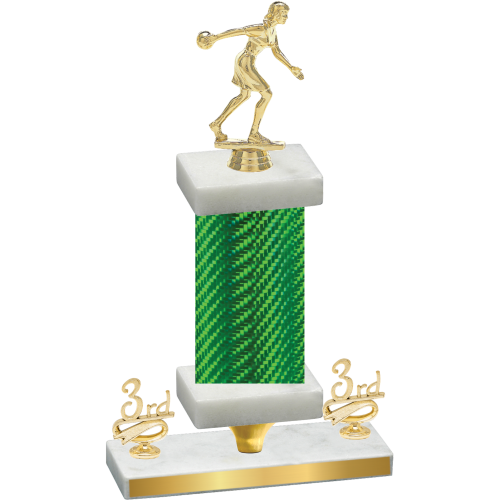 Premium Single Green Carbon Fiber Third Place Bowling Trophy