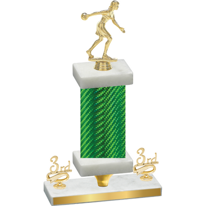 Premium Single Green Carbon Fiber Third Place Bowling Trophy