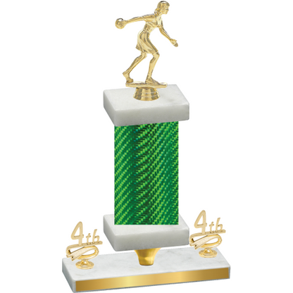 Premium Single Green Carbon Fiber Fourth Place Bowling Trophy