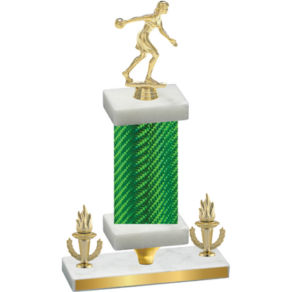 Premium Single Green Carbon Fiber Victory Bowling Trophy