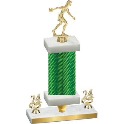 Premium Single Green Carbon Fiber Year Bowling Trophy