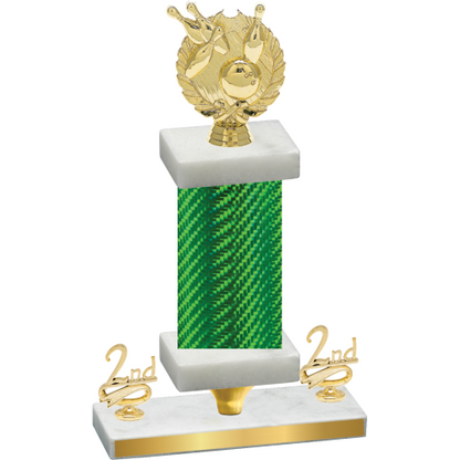 Premium Single Green Carbon Fiber Second Place Bowling Trophy