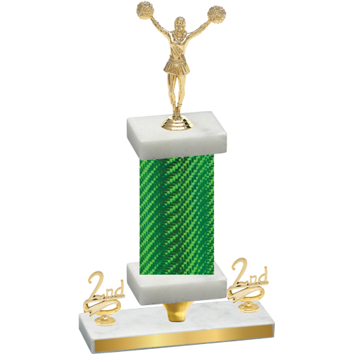 Premium Single Green Carbon Fiber Second Place Cheerleading Trophy
