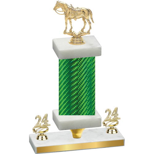Premium Single Green Carbon Fiber Year Horses Trophy