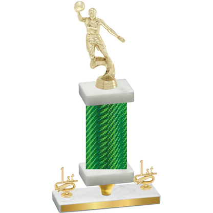 Premium Single Green Carbon Fiber First Place Basketball Trophy