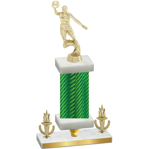 Premium Single Green Carbon Fiber Victory Basketball Trophy
