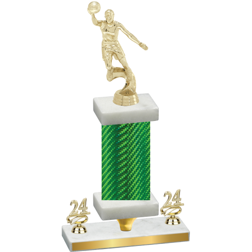 Premium Single Green Carbon Fiber Year Basketball Trophy