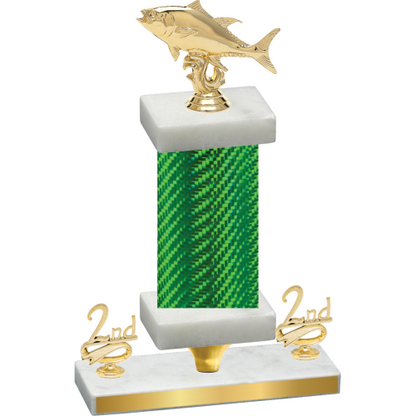 Premium Single Green Carbon Fiber Second Place Fishing Trophy