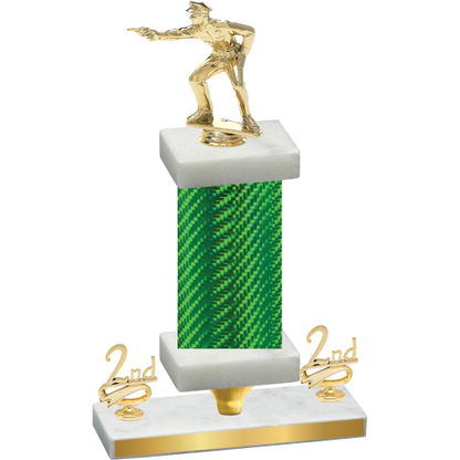 Premium Single Green Carbon Fiber Second Place Shooter Trophy