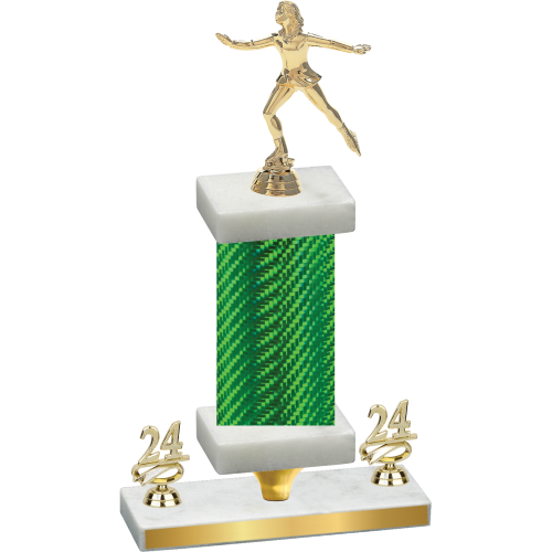 Premium Single Green Carbon Fiber Year Skater Trophy
