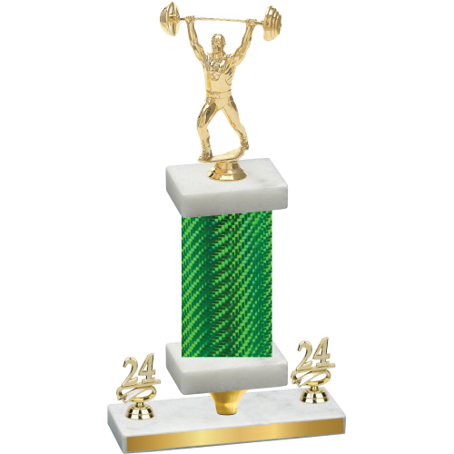Premium Single Green Carbon Fiber Year Weights Trophy