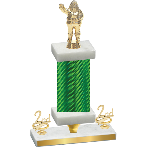 Premium Single Green Carbon Fiber Second Place Holiday Trophy