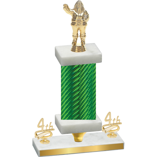 Premium Single Green Carbon Fiber Fourth Place Holiday Trophy