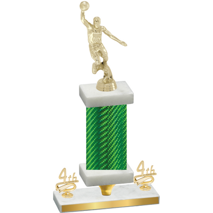 Premium Single Green Carbon Fiber Fourth Place Basketball Trophy
