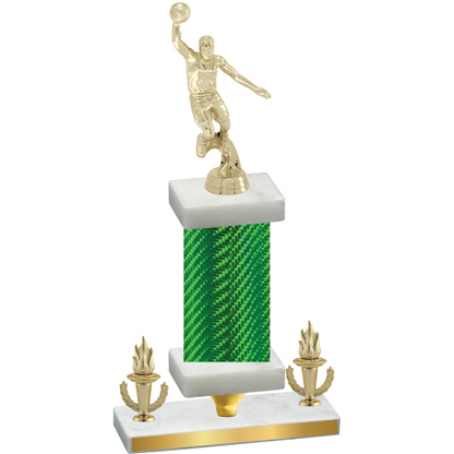 Premium Single Green Carbon Fiber Victory Basketball Trophy