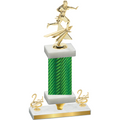 Premium Single Green Carbon Fiber Second Place Flag Football Trophy