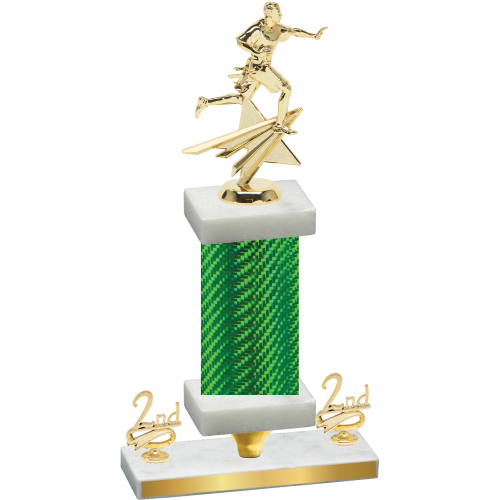 Premium Single Green Carbon Fiber Second Place Flag Football Trophy