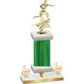 Premium Single Green Carbon Fiber Third Place Flag Football Trophy
