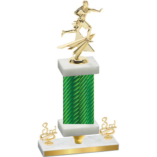 Premium Single Green Carbon Fiber Third Place Flag Football Trophy